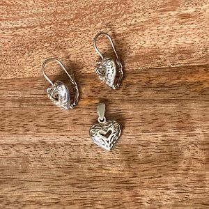 Filigree Heart Sterling Silver Jewelry Set